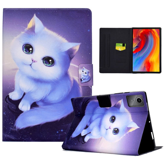 A2 For Lenovo Tab M11 / Xiaoxin Pad 11 2024 Leather Case Pattern Printed Card Slots Tablet Cover - Cat