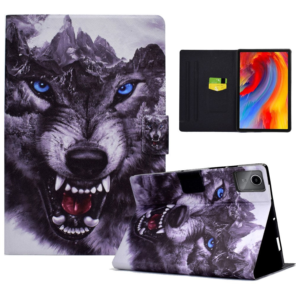 A2 For Lenovo Tab M11 / Xiaoxin Pad 11 2024 Leather Case Pattern Printed Card Slots Tablet Cover - Wolf Dog