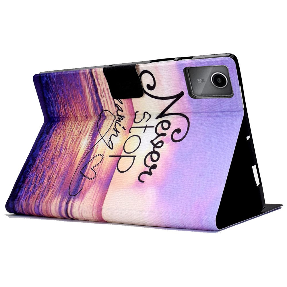 A2 For Lenovo Tab M11 / Xiaoxin Pad 11 2024 Leather Case Pattern Printed Card Slots Tablet Cover - Never Stop Dreaming