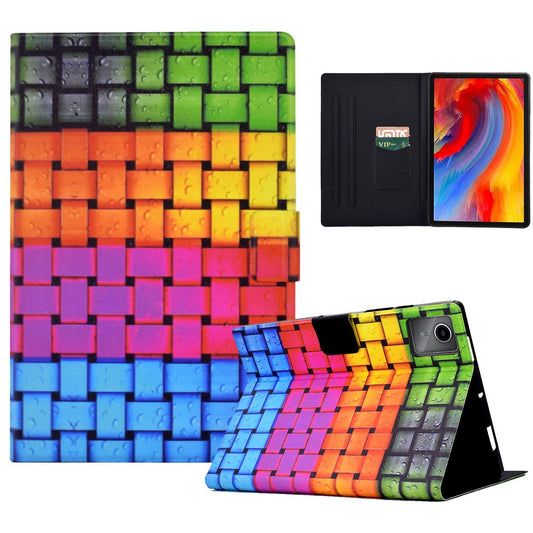 A2 For Lenovo Tab M11 / Xiaoxin Pad 11 2024 Leather Case Pattern Printed Card Slots Tablet Cover - Braided Strap