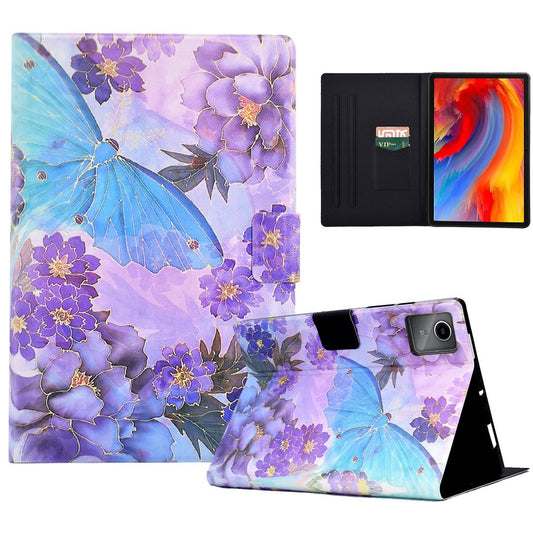 A2 For Lenovo Tab M11 / Xiaoxin Pad 11 2024 Leather Case Pattern Printed Card Slots Tablet Cover - Peony and Butterfly