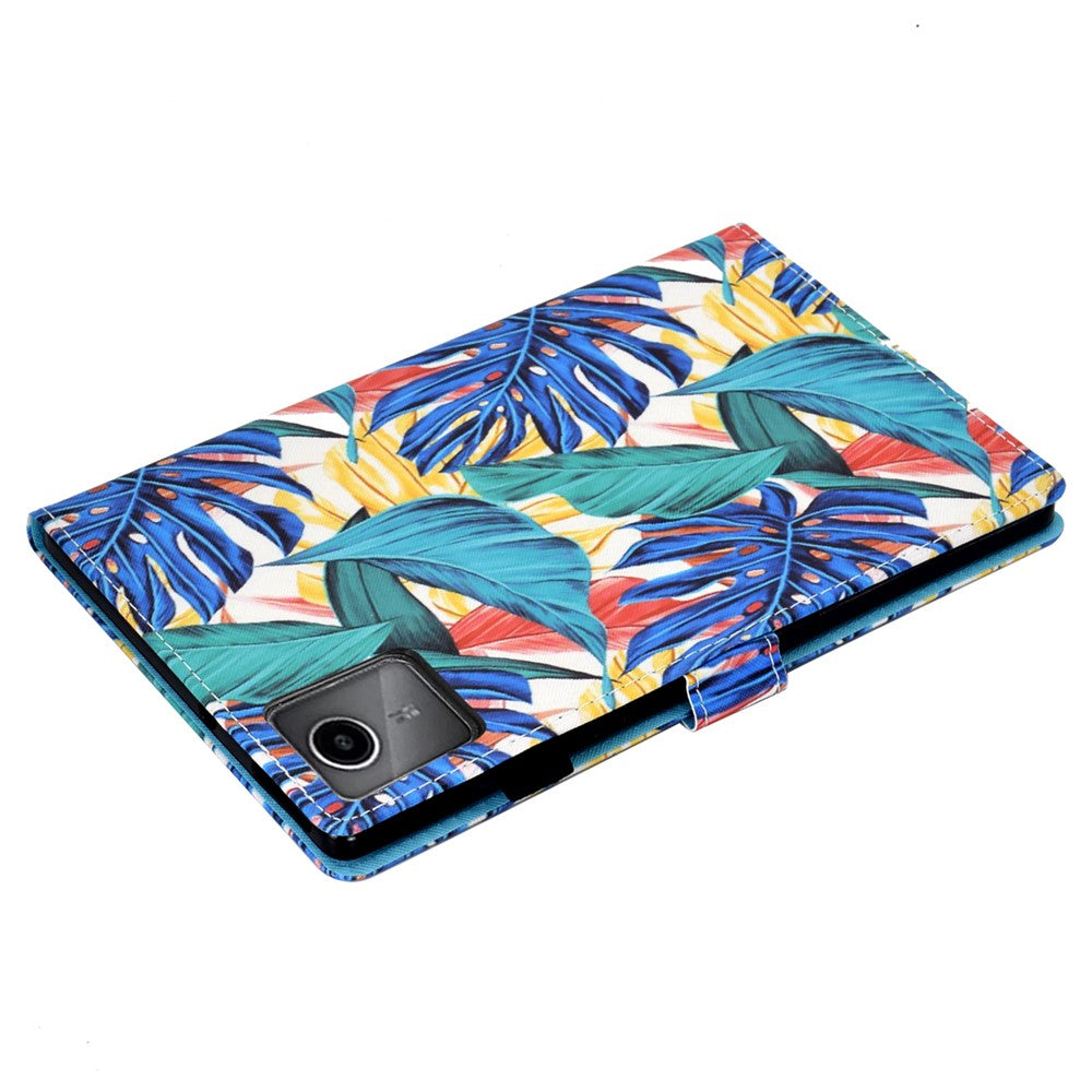 For Lenovo Tab M11 / Xiaoxin Pad 11 2024 Case Pattern Printing PU Leather Stand Tablet Cover - Leaves