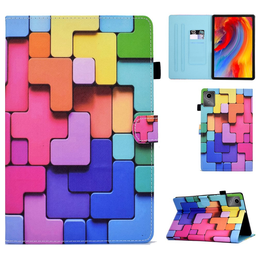 For Lenovo Tab M11 / Xiaoxin Pad 11 2024 Case Pattern Printing PU Leather Stand Tablet Cover - Blocks