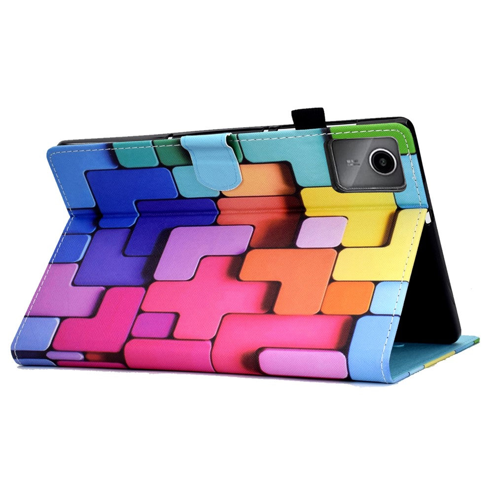 For Lenovo Tab M11 / Xiaoxin Pad 11 2024 Case Pattern Printing PU Leather Stand Tablet Cover - Blocks