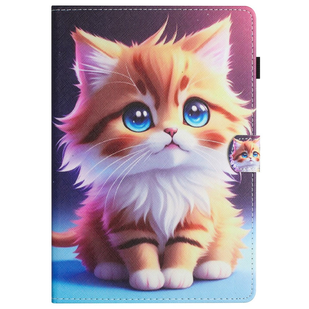 For Lenovo Tab M11 / Xiaoxin Pad 11 2024 Case Pattern Printing PU Leather Stand Tablet Cover - Yellow Cat