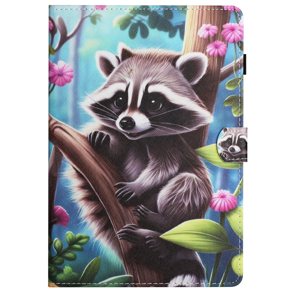 For Lenovo Tab M11 / Xiaoxin Pad 11 2024 Case Pattern Printing PU Leather Stand Tablet Cover - Raccoon