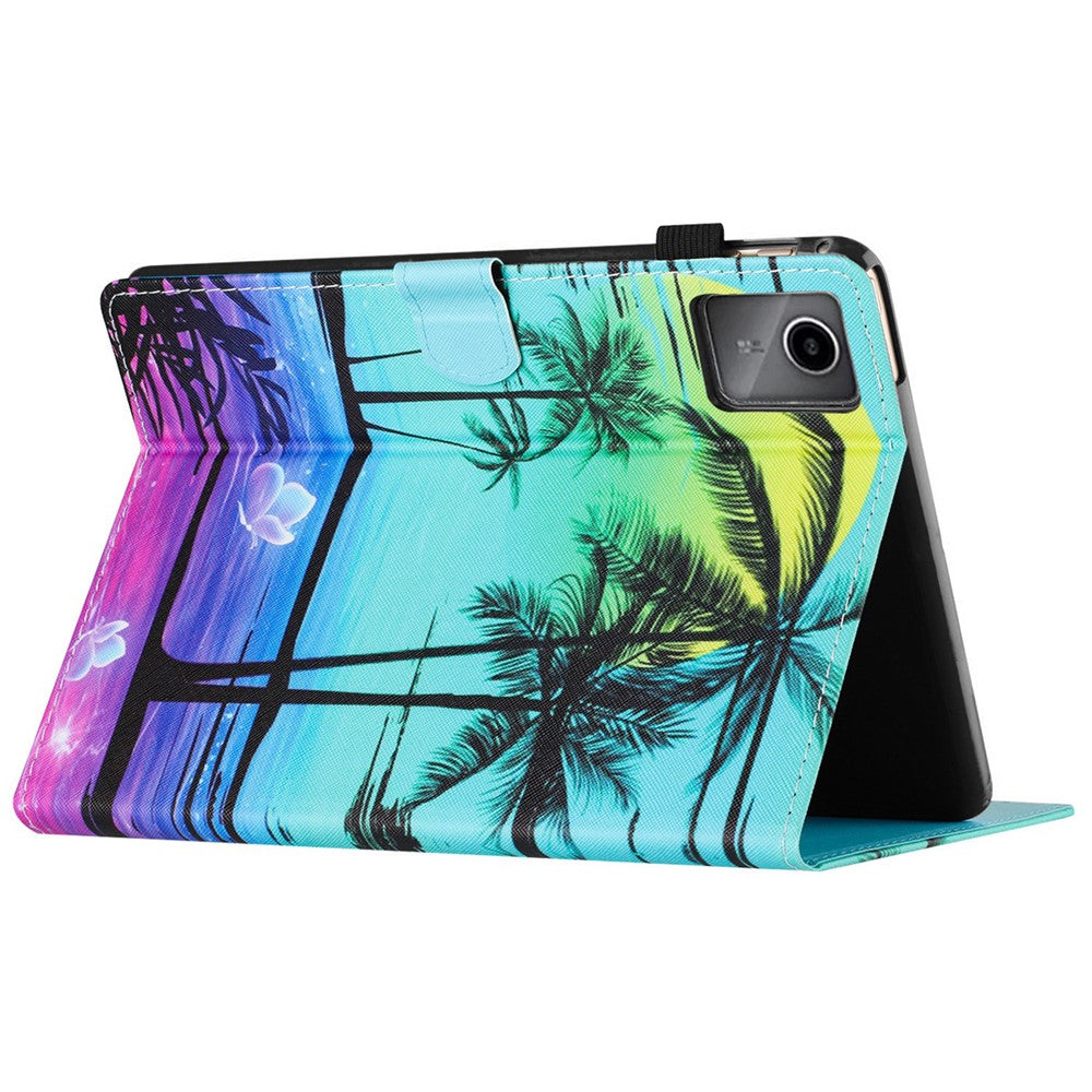 For Lenovo Tab M11 / Xiaoxin Pad 11 2024 Case Pattern Printing PU Leather Stand Tablet Cover - Coconut Tree