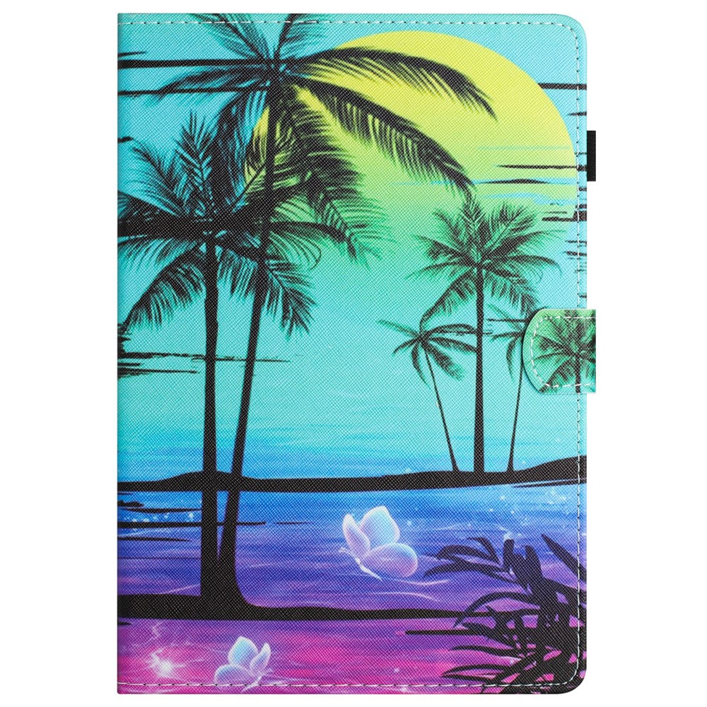 For Lenovo Tab M11 / Xiaoxin Pad 11 2024 Case Pattern Printing PU Leather Stand Tablet Cover - Coconut Tree