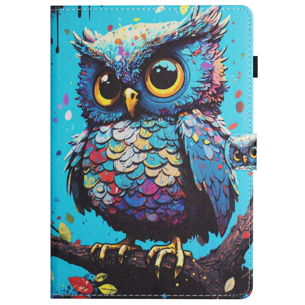 For Lenovo Tab M11 / Xiaoxin Pad 11 2024 Case Pattern Printing PU Leather Stand Tablet Cover - Owl