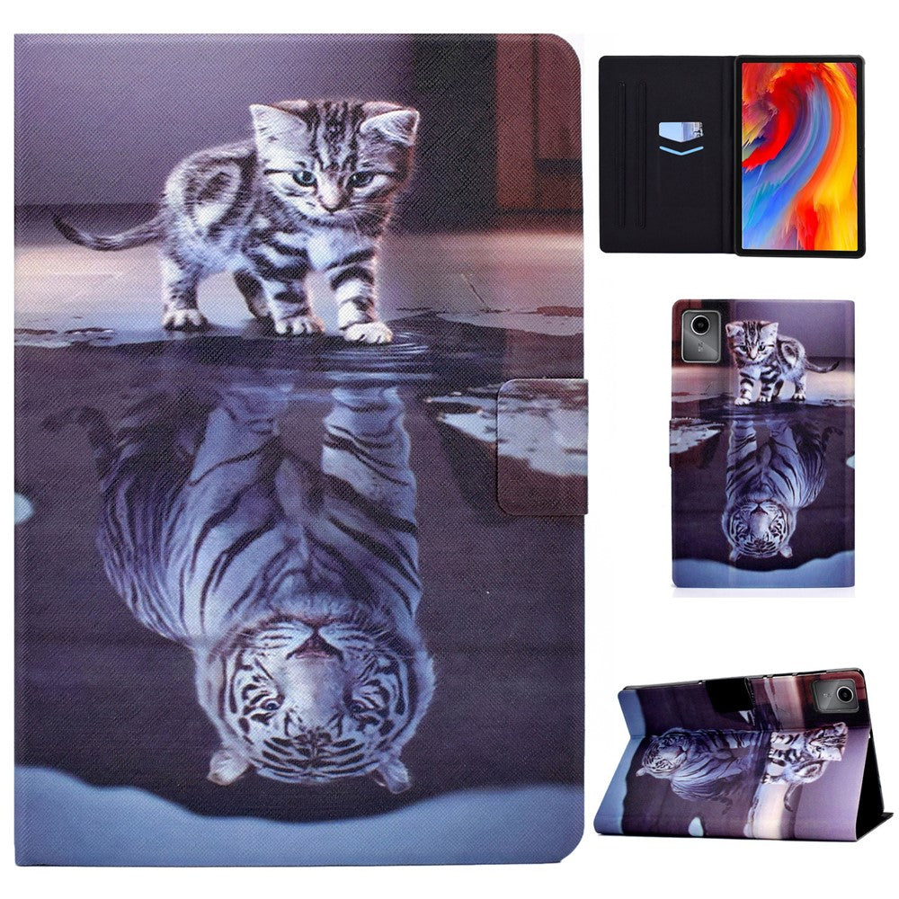 For Lenovo Tab M11 / Xiaoxin Pad 11 2024 Case Stand Pattern Printed Tablet Shell - Cat and Tiger