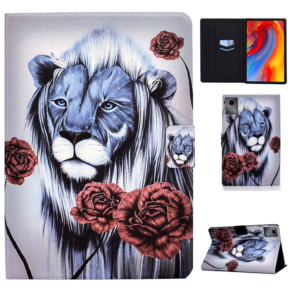 For Lenovo Tab M11 / Xiaoxin Pad 11 2024 Case Stand Pattern Printed Tablet Shell - Rose and Lion