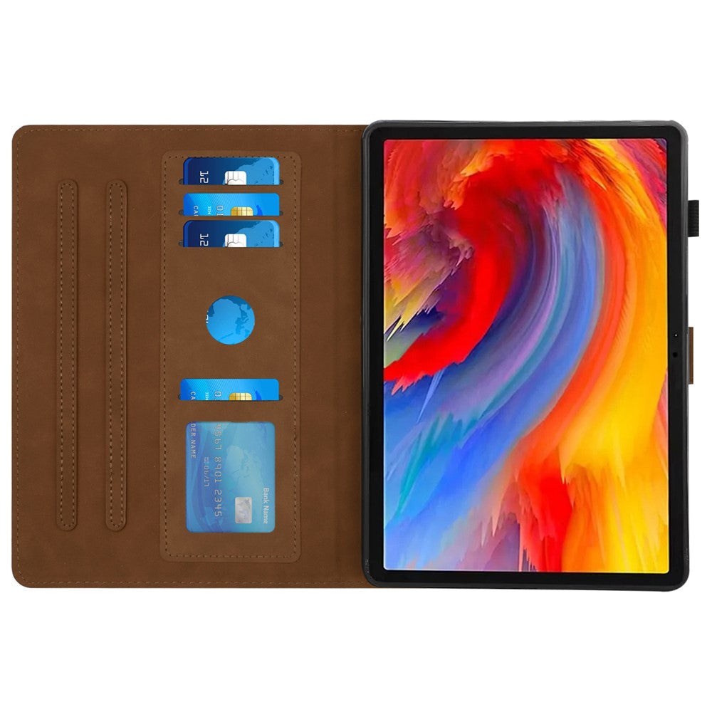 For Lenovo Tab M11 / Xiaoxin Pad 11 2024 Case Leather Stand Flip Tablet Cover with Card Holder - Brown
