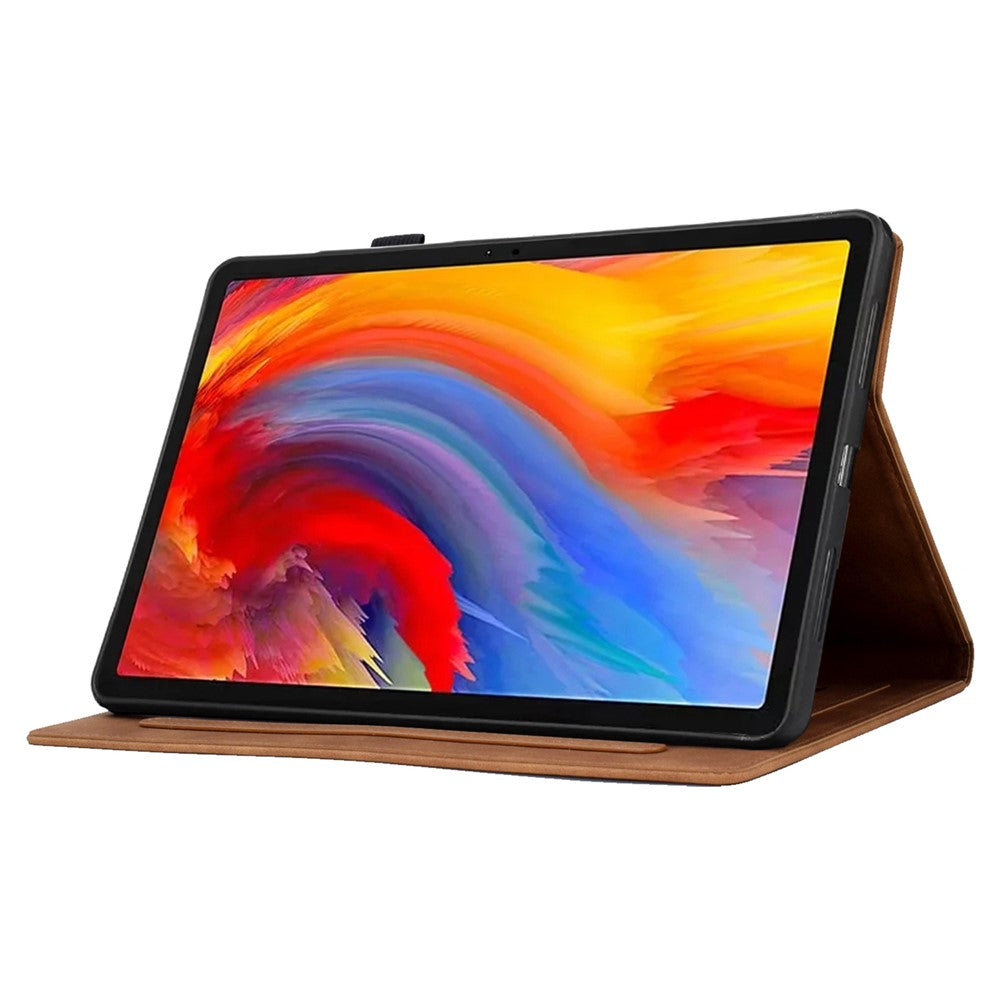 For Lenovo Tab M11 / Xiaoxin Pad 11 2024 Case Microfiber Leather Iron Tower Pattern Tablet Cover - Brown