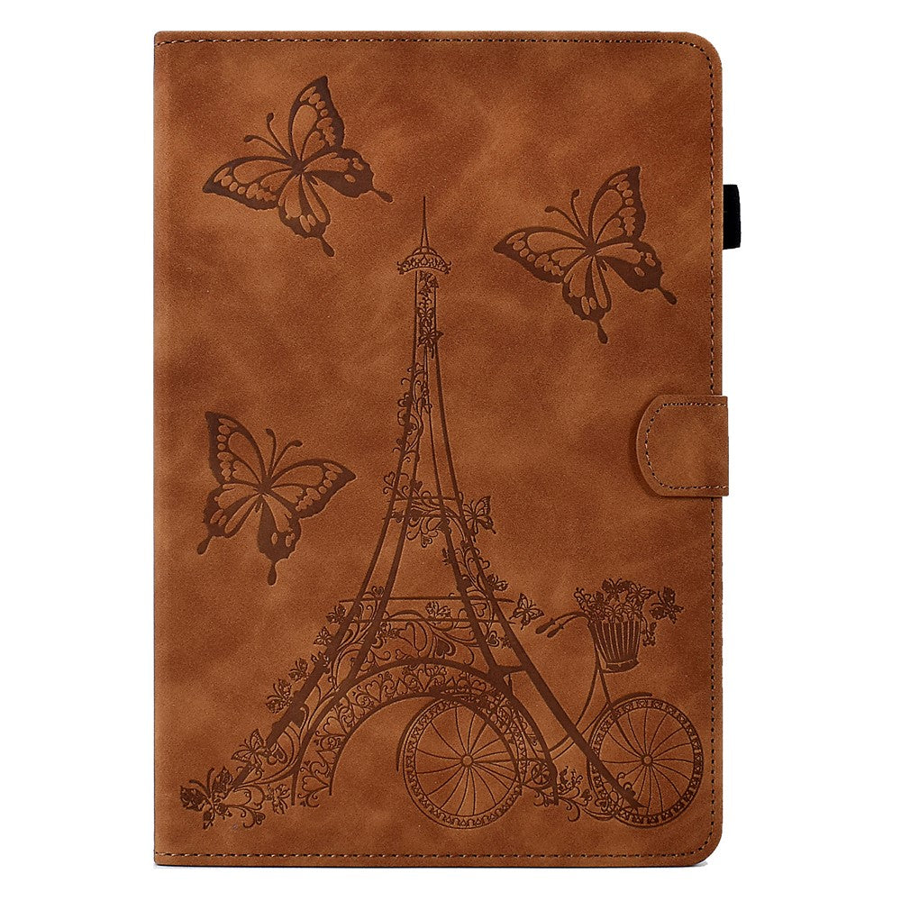 For Lenovo Tab M11 / Xiaoxin Pad 11 2024 Case Microfiber Leather Iron Tower Pattern Tablet Cover - Brown