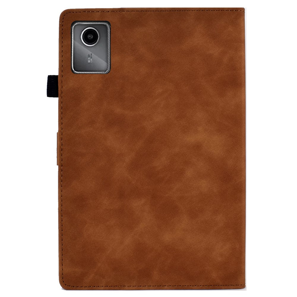 For Lenovo Tab M11 / Xiaoxin Pad 11 2024 Case Microfiber Leather Iron Tower Pattern Tablet Cover - Brown