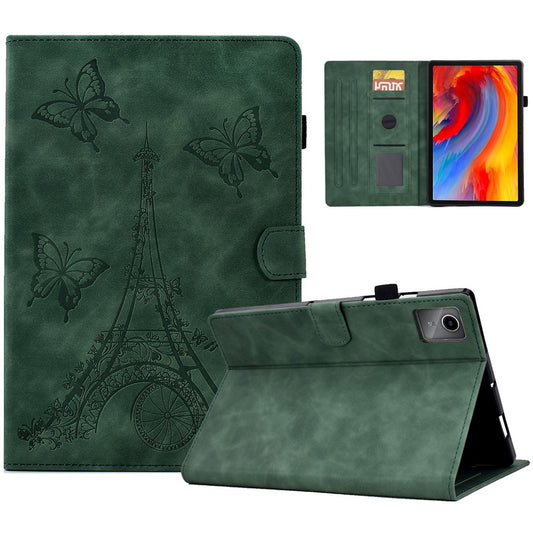 For Lenovo Tab M11 / Xiaoxin Pad 11 2024 Case Microfiber Leather Iron Tower Pattern Tablet Cover - Green