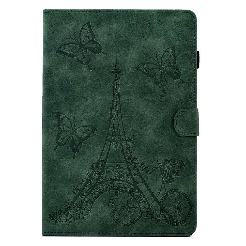 For Lenovo Tab M11 / Xiaoxin Pad 11 2024 Case Microfiber Leather Iron Tower Pattern Tablet Cover - Green