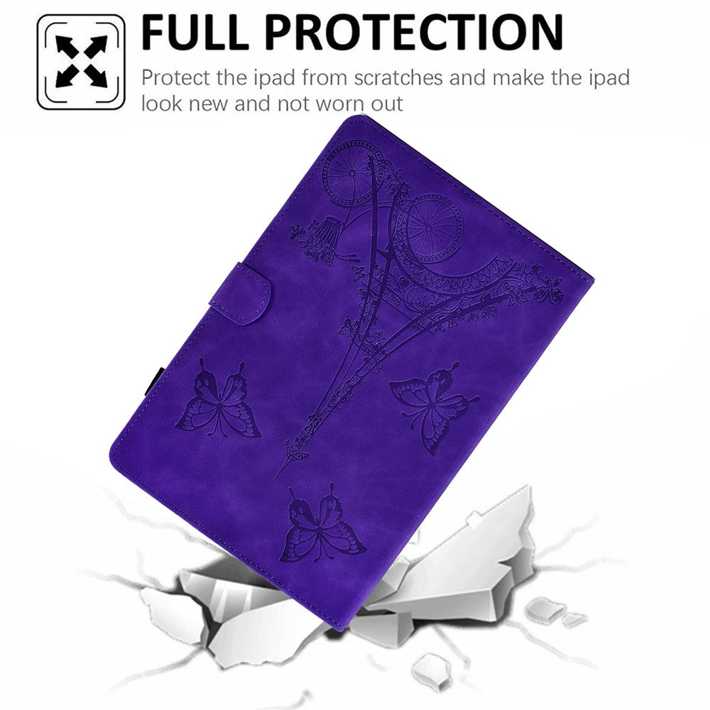 For Lenovo Tab M11 / Xiaoxin Pad 11 2024 Case Microfiber Leather Iron Tower Pattern Tablet Cover - Purple