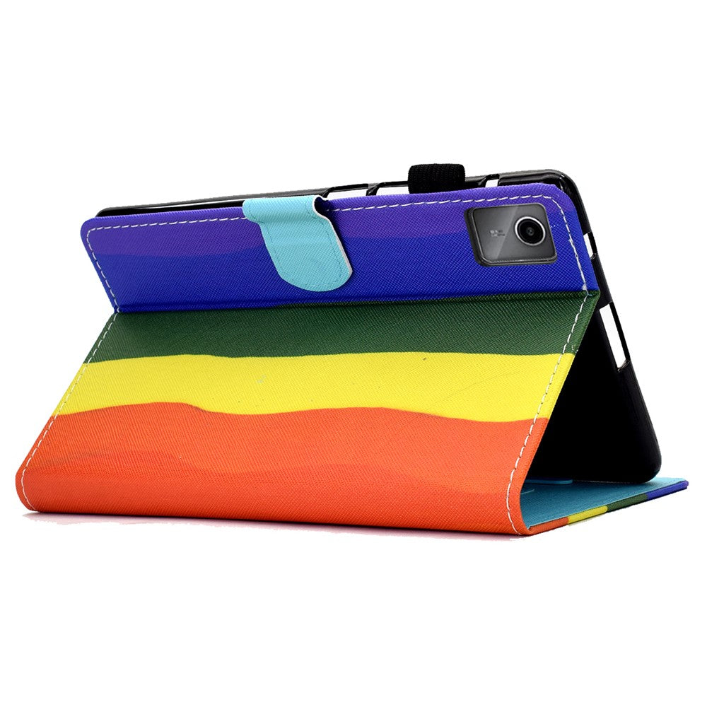 For Lenovo Tab M11 / Xiaoxin Pad 11 2024 Leather Case Pattern Printing Tablet Cover with Card Slots - Rainbow