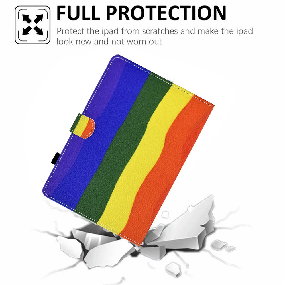For Lenovo Tab M11 / Xiaoxin Pad 11 2024 Leather Case Pattern Printing Tablet Cover with Card Slots - Rainbow