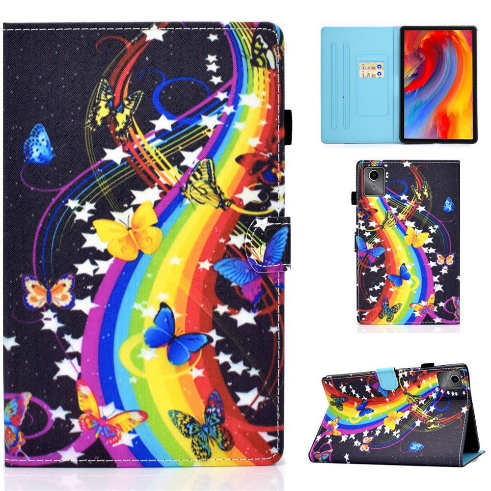 For Lenovo Tab M11 / Xiaoxin Pad 11 2024 Leather Case Pattern Printing Tablet Cover with Card Slots - Music Butterfly