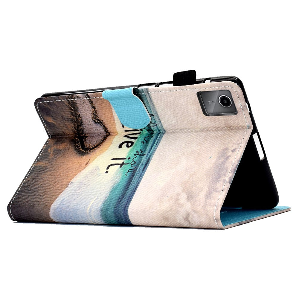 For Lenovo Tab M11 / Xiaoxin Pad 11 2024 Leather Case Pattern Printing Tablet Cover with Card Slots - Heart