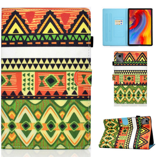 For Lenovo Tab M11 / Xiaoxin Pad 11 2024 Leather Case Pattern Printing Tablet Cover with Card Slots - National Style