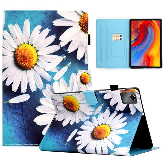 For Lenovo Tab M11 / Xiaoxin Pad 11 2024 Leather Case Pattern Printing Tablet Cover with Card Slots - Sunflower
