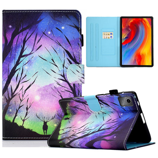 For Lenovo Tab M11 / Xiaoxin Pad 11 2024 Leather Case Pattern Printing Tablet Cover with Card Slots - Starry Sky / Deer