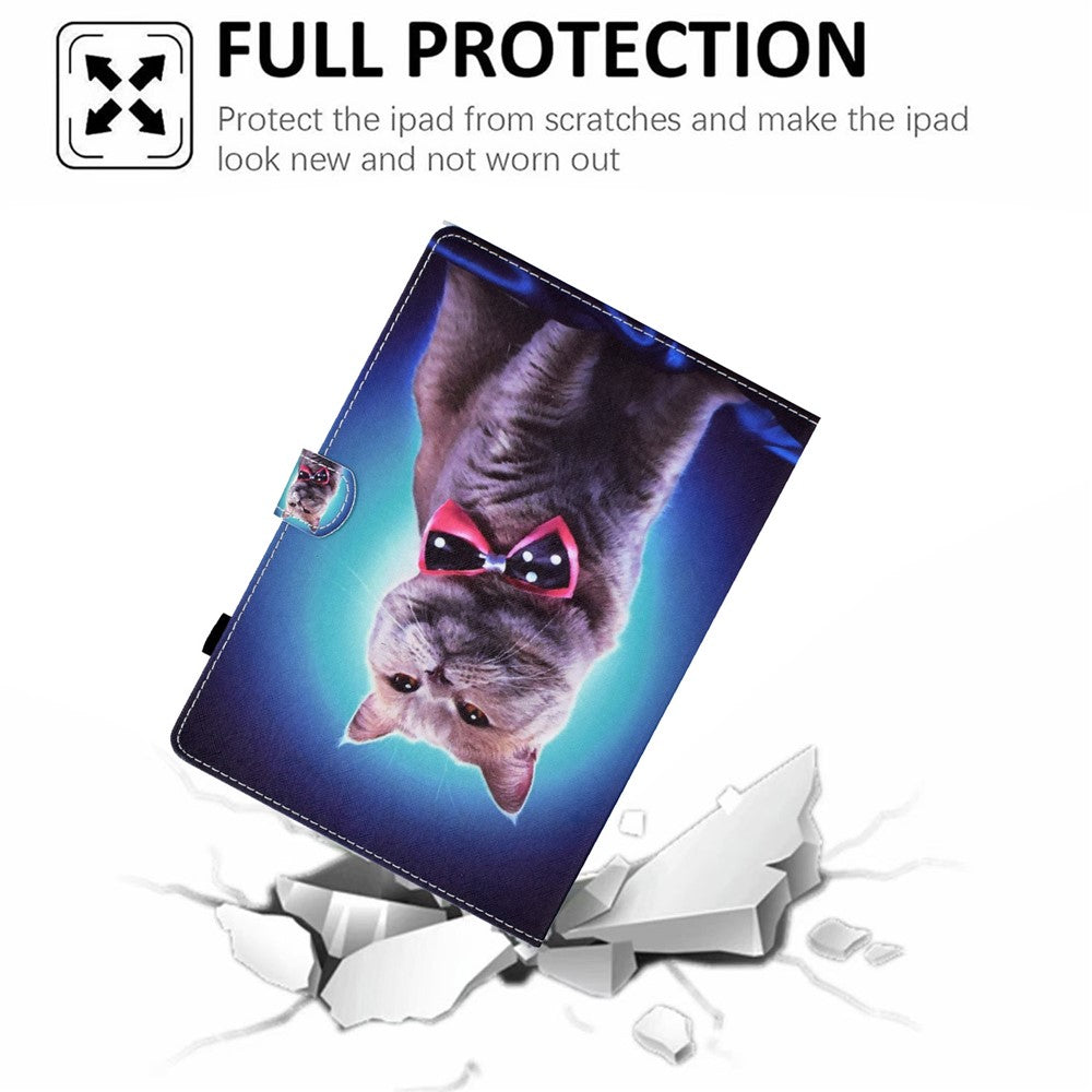 For Lenovo Tab M11 / Xiaoxin Pad 11 2024 Leather Case Pattern Printing Tablet Cover with Card Slots - Tie Cat
