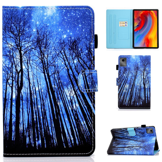 For Lenovo Tab M11 / Xiaoxin Pad 11 2024 Leather Case Pattern Printing Tablet Cover with Card Slots - Forest