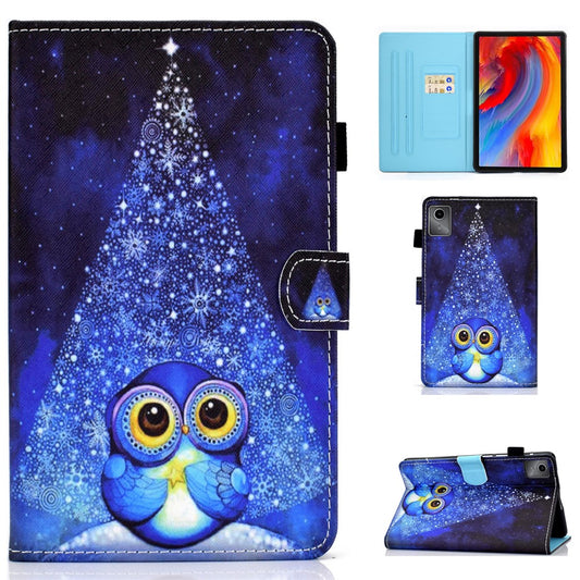For Lenovo Tab M11 / Xiaoxin Pad 11 2024 Leather Case Pattern Printing Tablet Cover with Card Slots - Night Owl