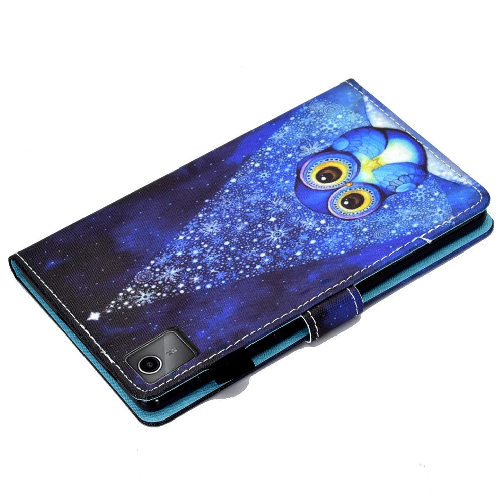 For Lenovo Tab M11 / Xiaoxin Pad 11 2024 Leather Case Pattern Printing Tablet Cover with Card Slots - Night Owl