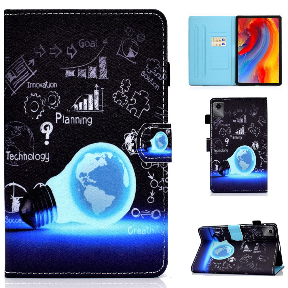 For Lenovo Tab M11 / Xiaoxin Pad 11 2024 Leather Case Pattern Printing Tablet Cover with Card Slots - Bulb