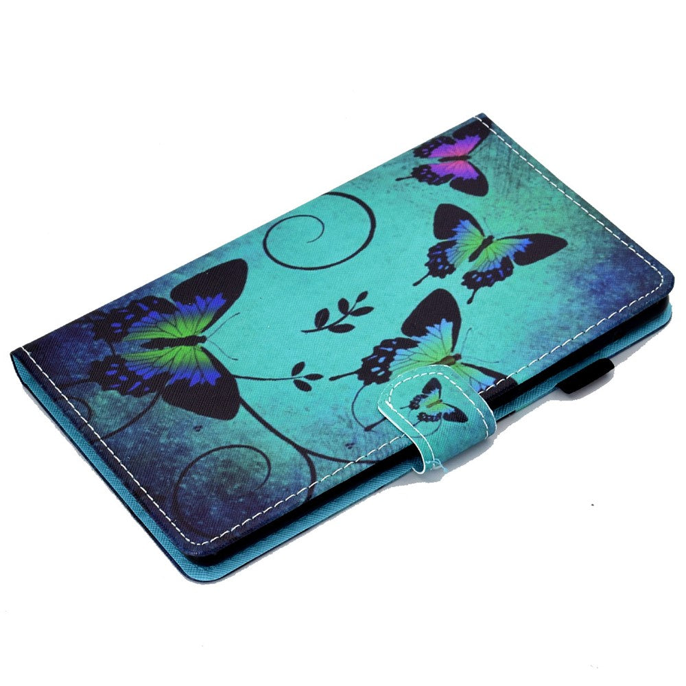 For Lenovo Tab M11 / Xiaoxin Pad 11 2024 Leather Case Pattern Printing Tablet Cover with Card Slots - Green Butterflies