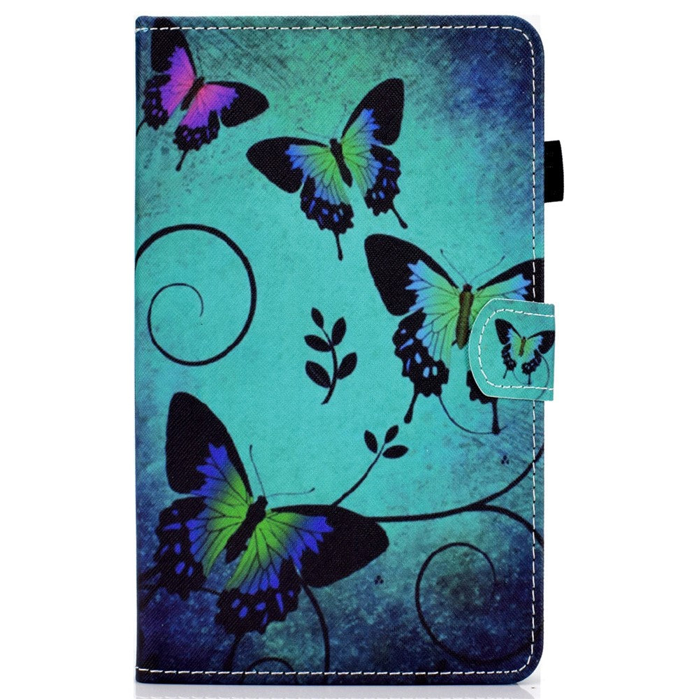 For Lenovo Tab M11 / Xiaoxin Pad 11 2024 Leather Case Pattern Printing Tablet Cover with Card Slots - Green Butterflies