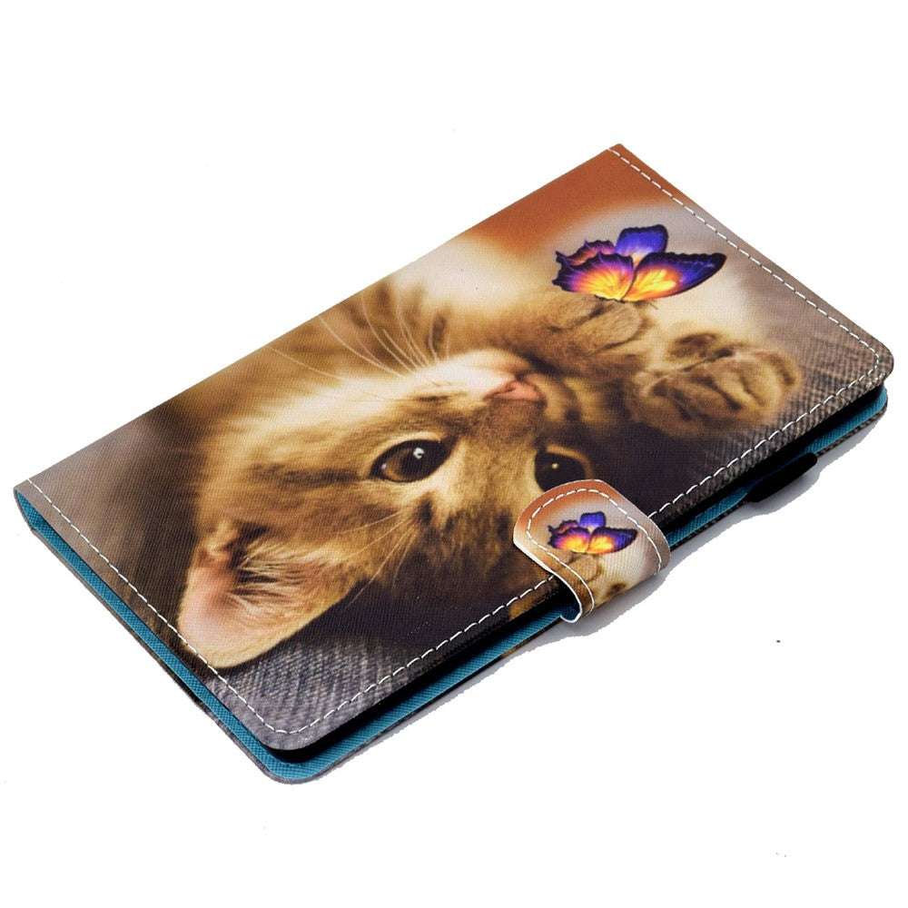 For Lenovo Tab M11 / Xiaoxin Pad 11 2024 Leather Case Pattern Printing Tablet Cover with Card Slots - Butterfly and Cat