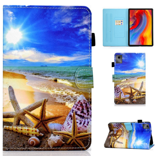 For Lenovo Tab M11 / Xiaoxin Pad 11 2024 Leather Case Pattern Printing Tablet Cover with Card Slots - Blue Sky