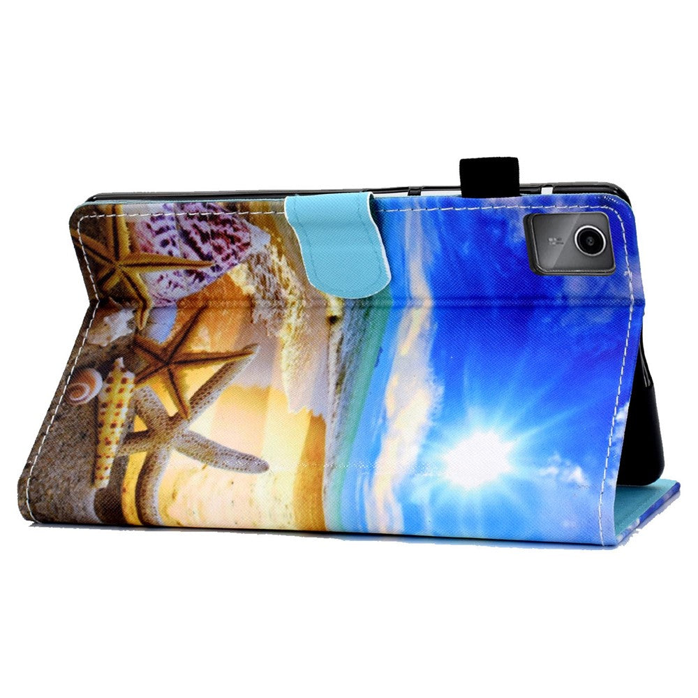 For Lenovo Tab M11 / Xiaoxin Pad 11 2024 Leather Case Pattern Printing Tablet Cover with Card Slots - Blue Sky