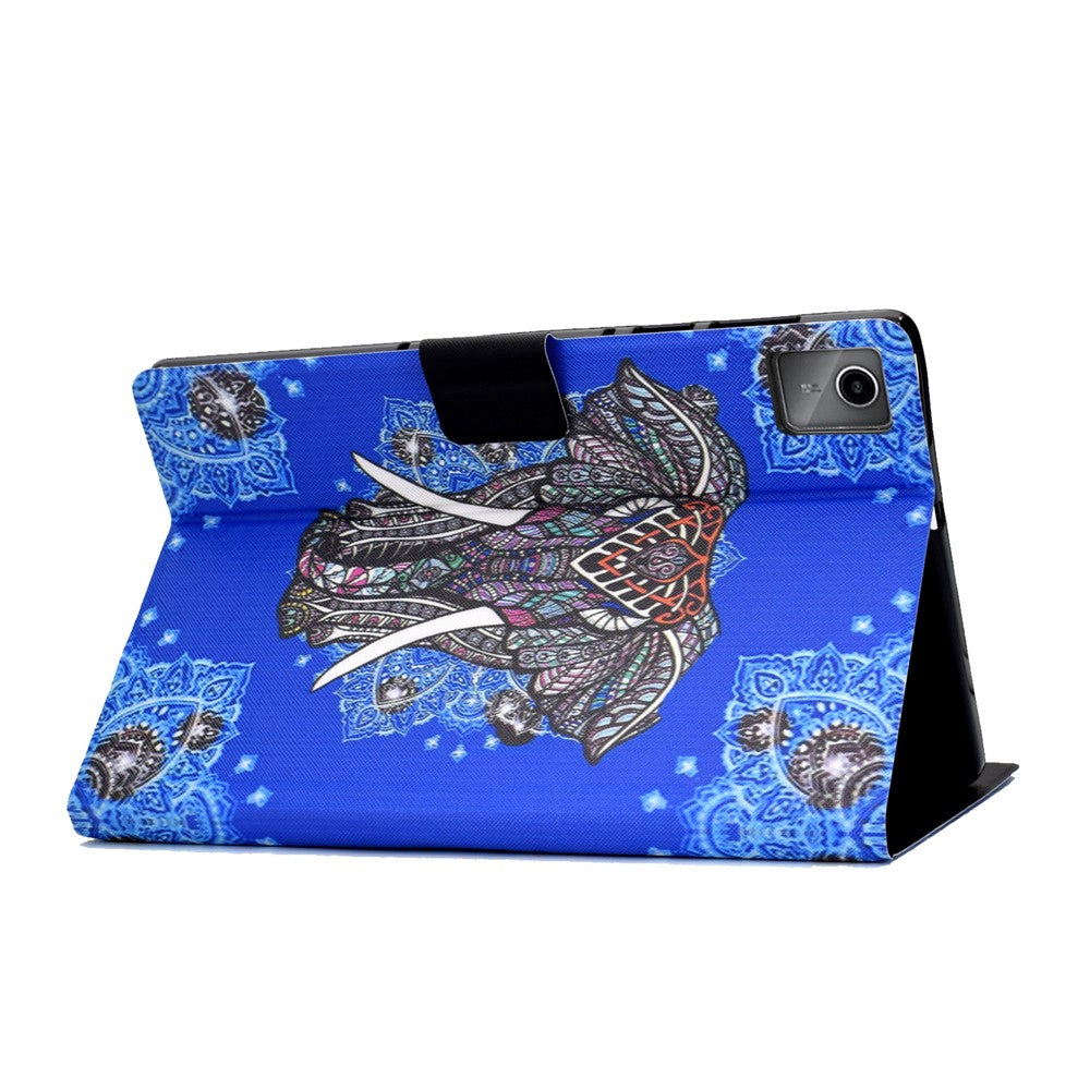 For Lenovo Tab M11 / Xiaoxin Pad 11 2024 Case Card Holder Pattern Leather Tablet Cover - Ethnic Elephant