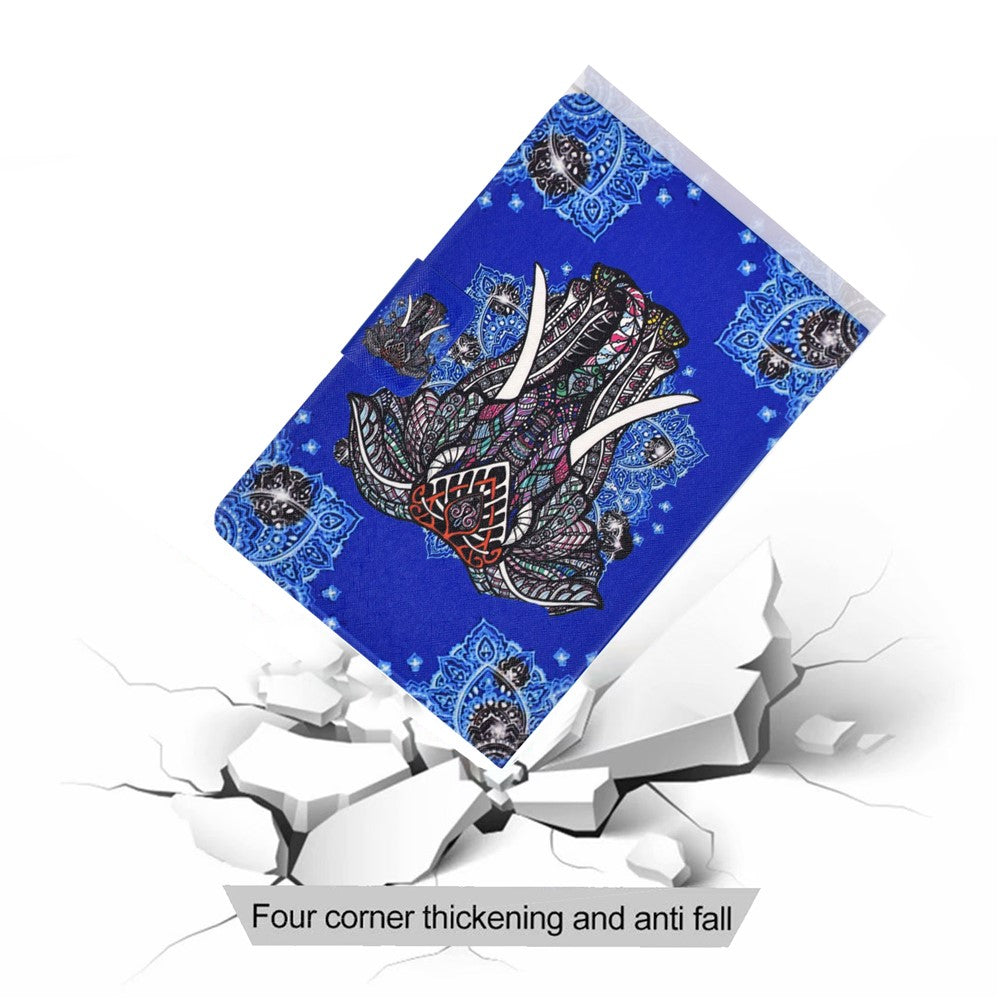 For Lenovo Tab M11 / Xiaoxin Pad 11 2024 Case Card Holder Pattern Leather Tablet Cover - Ethnic Elephant