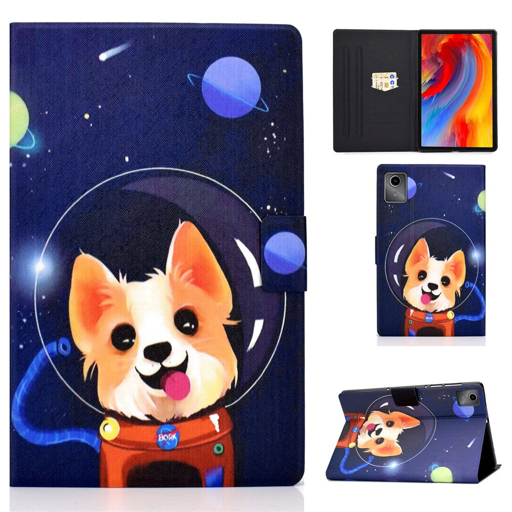 For Lenovo Tab M11 / Xiaoxin Pad 11 2024 Case Card Holder Pattern Leather Tablet Cover - Space Dog