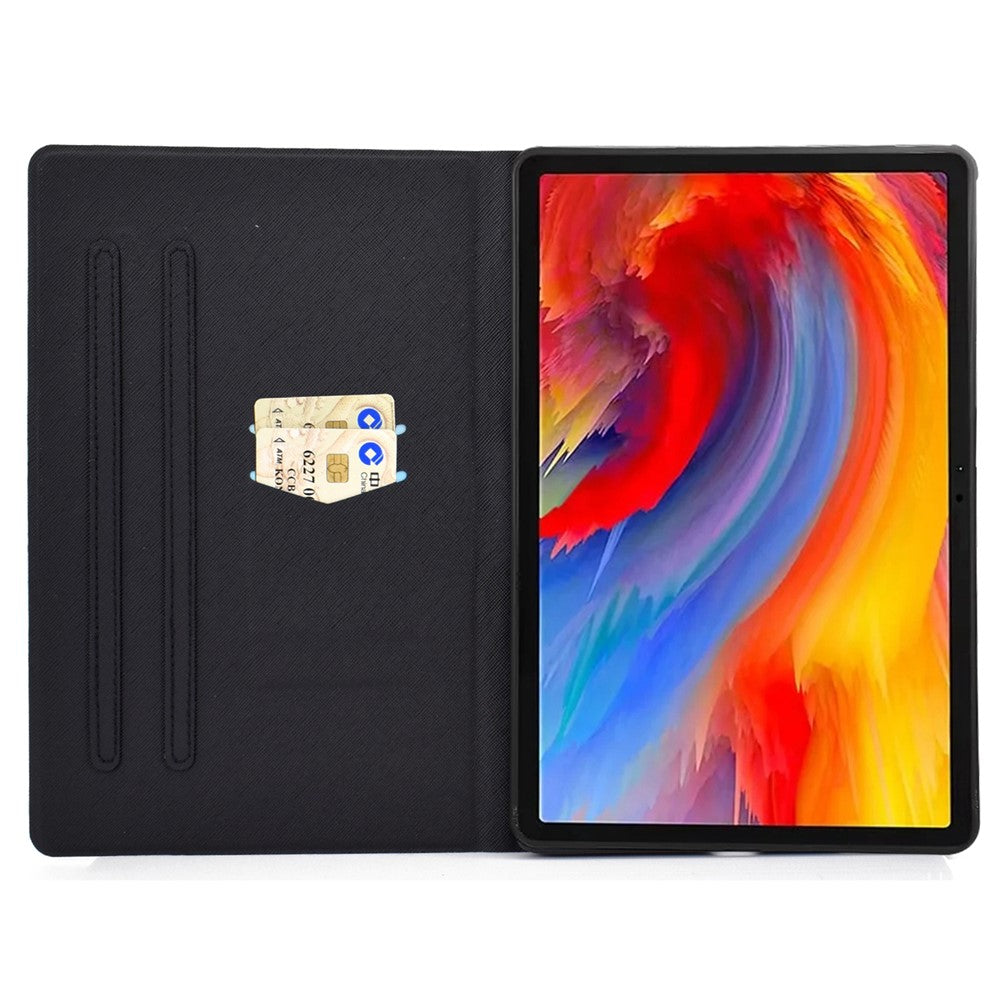 For Lenovo Tab M11 / Xiaoxin Pad 11 2024 Case Card Holder Pattern Leather Tablet Cover - Giraffe with Glasses