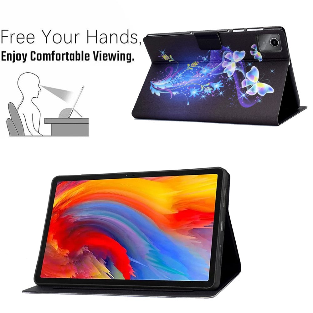 For Lenovo Tab M11 / Xiaoxin Pad 11 2024 Case Card Holder Pattern Leather Tablet Cover - Butterfly and Flower