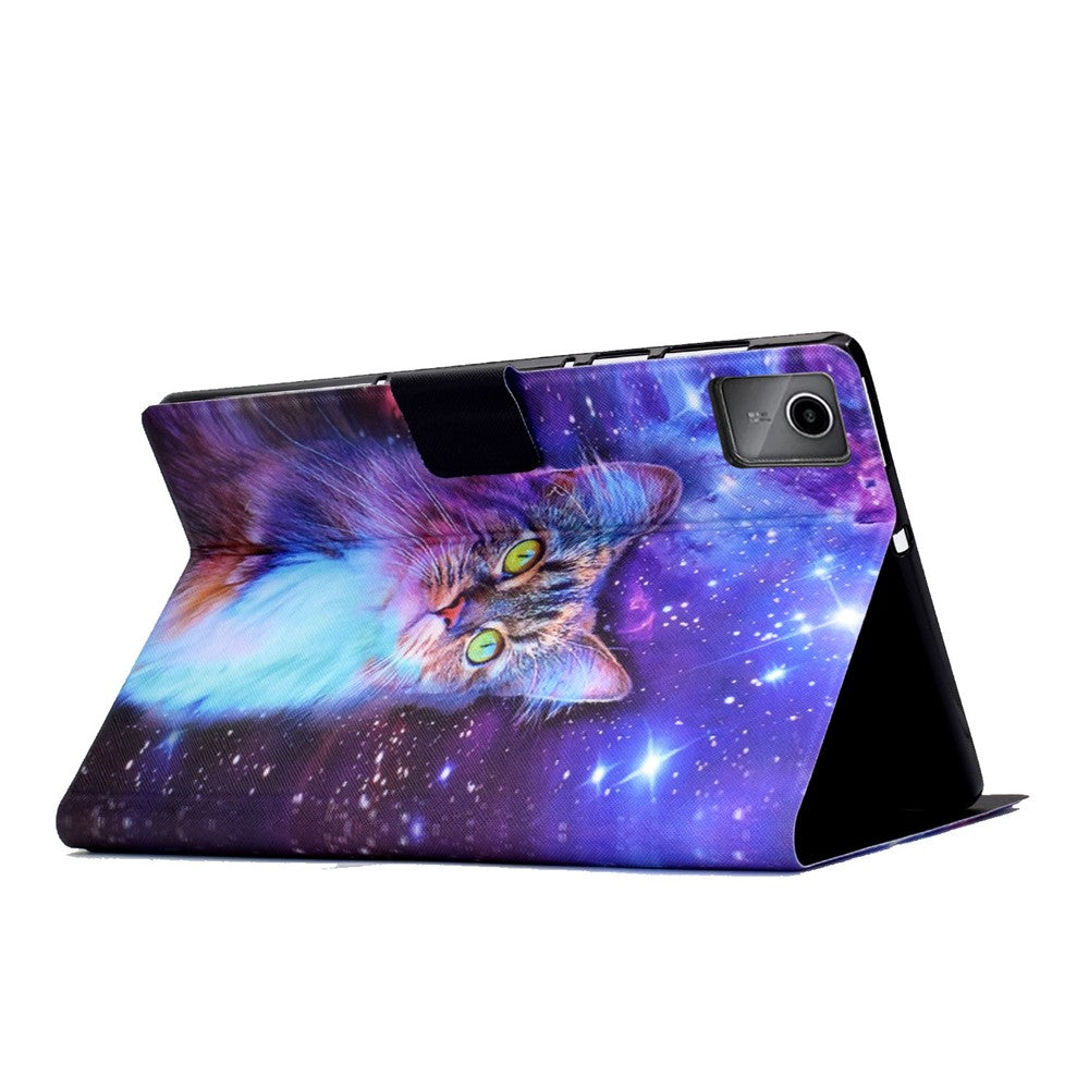 For Lenovo Tab M11 / Xiaoxin Pad 11 2024 Case Card Holder Pattern Leather Tablet Cover - Sky and Cat