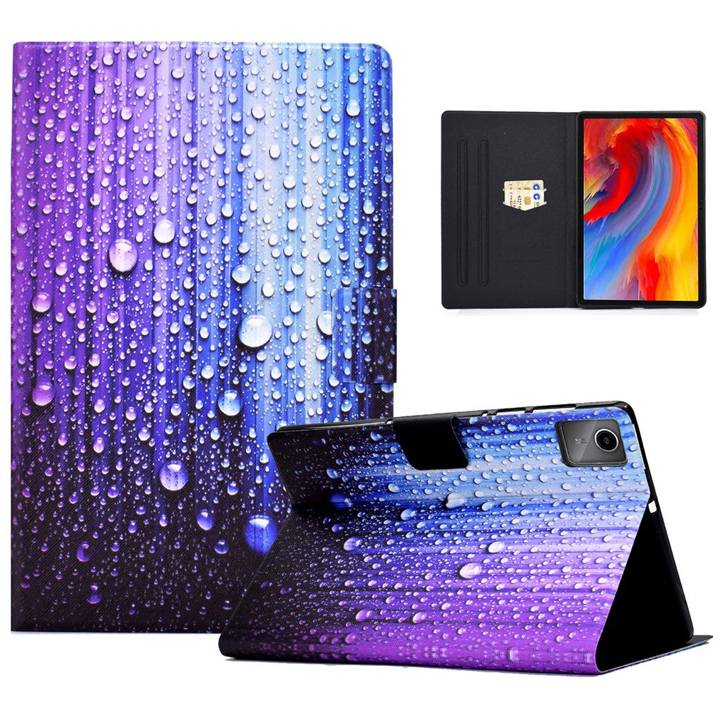 For Lenovo Tab M11 / Xiaoxin Pad 11 2024 Case Card Holder Pattern Leather Tablet Cover - Waterdrop