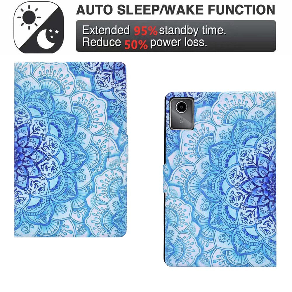 For Lenovo Tab M11 / Xiaoxin Pad 11 2024 Case Card Holder Pattern Leather Tablet Cover - Mandala Flower