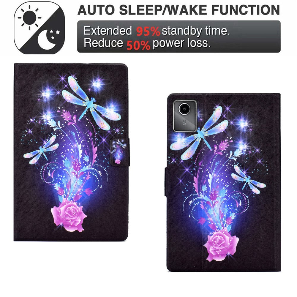 For Lenovo Tab M11 / Xiaoxin Pad 11 2024 Case Card Holder Pattern Leather Tablet Cover - Dragonfly