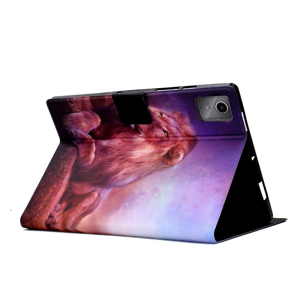 For Lenovo Tab M11 / Xiaoxin Pad 11 2024 Case Card Holder Pattern Leather Tablet Cover - Lion