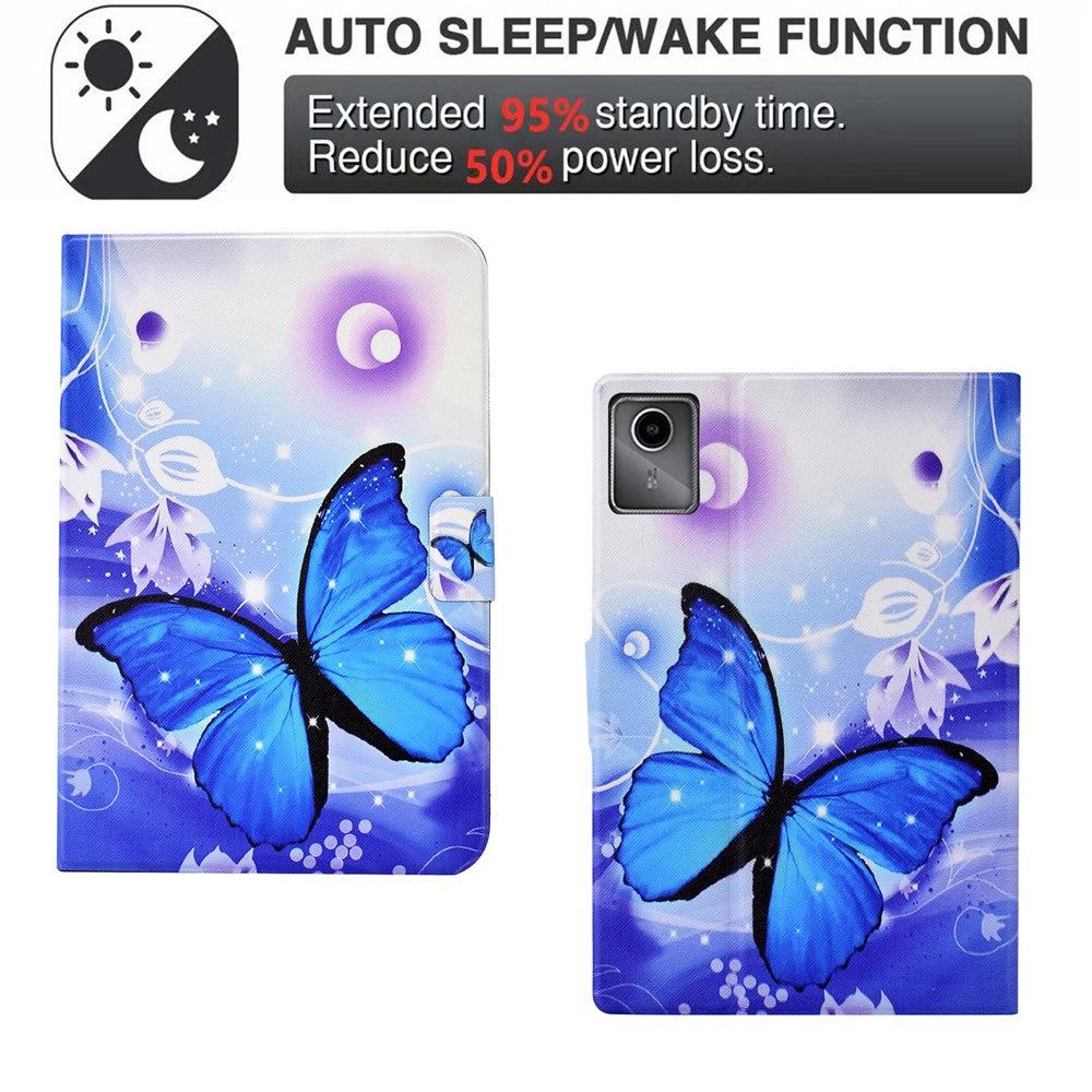 For Lenovo Tab M11 / Xiaoxin Pad 11 2024 Case Card Holder Pattern Leather Tablet Cover - Blue Butterfly